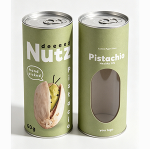 Food Grade Nuts Paper Tube Packaging With <b>Window</b> 50g 100g 150g 250g Recyclable Four-Color Printing Custom Logo - Product Image 3