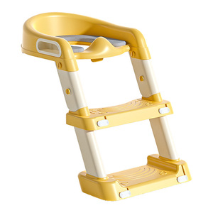 Tabouret jaune avec siège de toilette pour l'apprentissage de la propreté des enfants, en PP, pliable, pour la salle de bain des bébés - Product Image 1