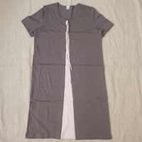 Chemise de nuit décontractée et élégante pour femme, 100 % coton, col rond, manches courtes, jersey simple teint uni, 150 g/m², coupé-cousu, douce et lisse