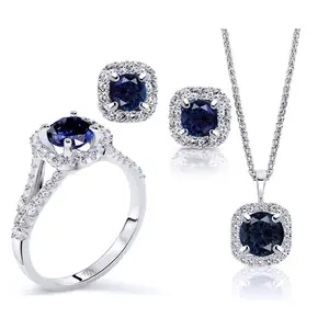 Joyería para graduación Conjunto de plata 2023 Conjunto de joyas de lapislázuli para mujer Conjunto de joyas de 4 piezas Cumpleaños Julio