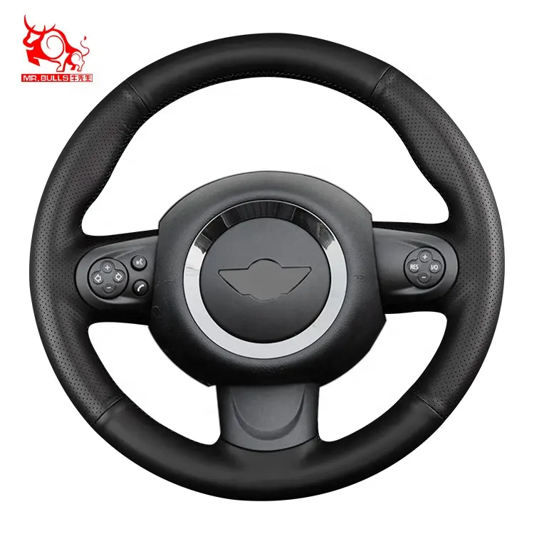 car cover genuine leather Steering Wheel Cover for Mini Cooper Convertible Countryman John Cooper Works Clubman Bond Street