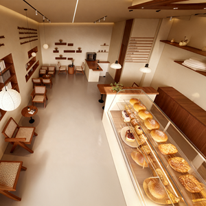 Conception personnalisée de l'intérieur d'une pâtisserie, vitrine à desserts en verre sur mesure, personnalisation de la décoration d'une pâtisserie - Product Image 5