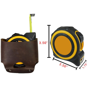 Estuche para cinta métrica de topografía en obra, bolsa de almacenamiento para cinta métrica de cintura, caja de regla de acero de cuero vacuno, portátil - Product Image 1