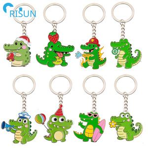 Vente en gros de chaîne crocodile crocodile émail animal porte-clés porte-clés croco sport capitaine surf gator logo personnalisé - Product Image 1