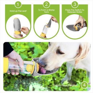 Botella de Agua para Perros con Contenedor de Comida, Diseño Superior, Portátil, a Prueba de Fugas, Tazón de Viaje para Mascotas, Gris Amarillo - Product Image 3