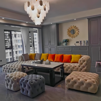 Canapé sectionnel en velours de luxe européen moderne pour villa, salon, hall d'hôtel, appartement, ensemble de canapés pour la maison