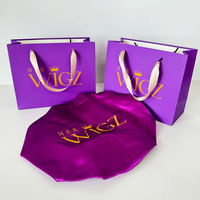 Bonnet de nuit en soie double couche très populaire avec logo, sacs cadeaux en papier satiné avec rubans