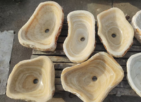 Évier de comptoir en marbre AQUARIUS AQ533 en onyx irrégulier, forme inclinée, pour lavabos de shampoing