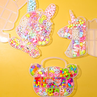 Kit de perles acryliques pour enfants, boîte en forme d'animal avec breloques alphabet, cordon pour la création de bijoux DIY pour filles