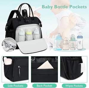 Sac à langer grande capacité pour femme, 14 poches, avec attaches pour poussette, 3 compartiments isothermes, résistant à l'eau, cadeau idéal pour baby shower - Vente Flash - Product Image 3