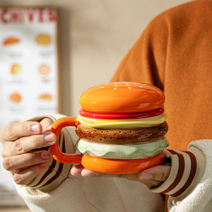 Creative <b>Ceramic</b> Hamburger Mug Novelty 3D Burger Coffee <b>Cup</b> Birthday Gift Water <b>Cup</b> - Product Image 4