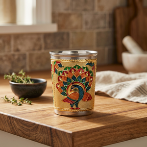 Vaso de Vidrio Oriental Chapado en Oro con Diseño de Pavo Real, Vajilla Decorativa para Regalo - Product Image 4