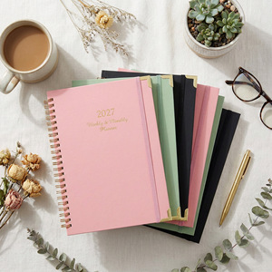 Agenda Espiral Semanal y Mensual 2027 con Banda Elástica, Cubierta de PU Suave, Papel Dorado, Tamaño A5, para Oficina, Escuela y Horarios - Product Image 3