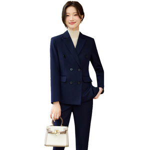 Women's Suit Set Slim Fit Long Sleeve Blazer And Pants Formal Autumn Anti-Wrinkle Polyester Worsted Fabric - Product Image 5