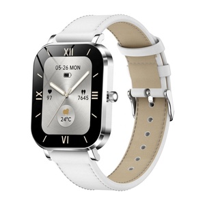 MK90 Ultra-Thin Smartwatch for Women 8.8mm Metal Case Leather Strap BT Call Music Control Custom Watch Faces for IOS Android - Product Image 1