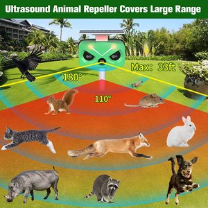 SAIJZEK Nouveau Design Répulsif Solaire Ultrasonique IP66 pour Chiens/Oiseaux/Renards/Singes/Écureuils, Conforme ROHS, Répulsif Animal Efficace Contre les Chats - Product Image 4