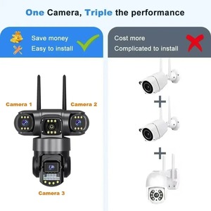 Système de caméra de surveillance CCTV avec 3 objectifs, vision nocturne couleur 4G, détection de mouvement par IA, audio bidirectionnel, caméra IP de sécurité - Product Image 4