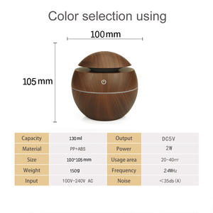 Wood Grain Mini Humidifier 130Ml Ultrasonic Aroma Diffuser With Led <b>Light</b> Usb Powered <b>For</b> Home Use - Product Image 4