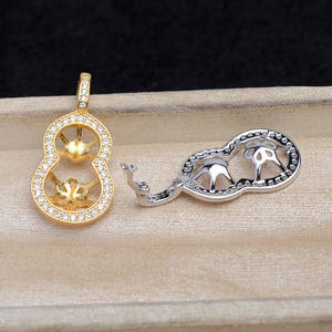 Hebilla de Calabaza de Plata S925, Accesorio para Joyería de Perlas, Colgante de Doble Cuentas de 8-10 mm, Soporte Universal para Hebilla 5761 - Product Image 2