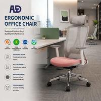 Chaise de bureau ergonomique haut de gamme avec dossier en maille respirante et accoudoirs réglables, fonction de réglage avant et arrière