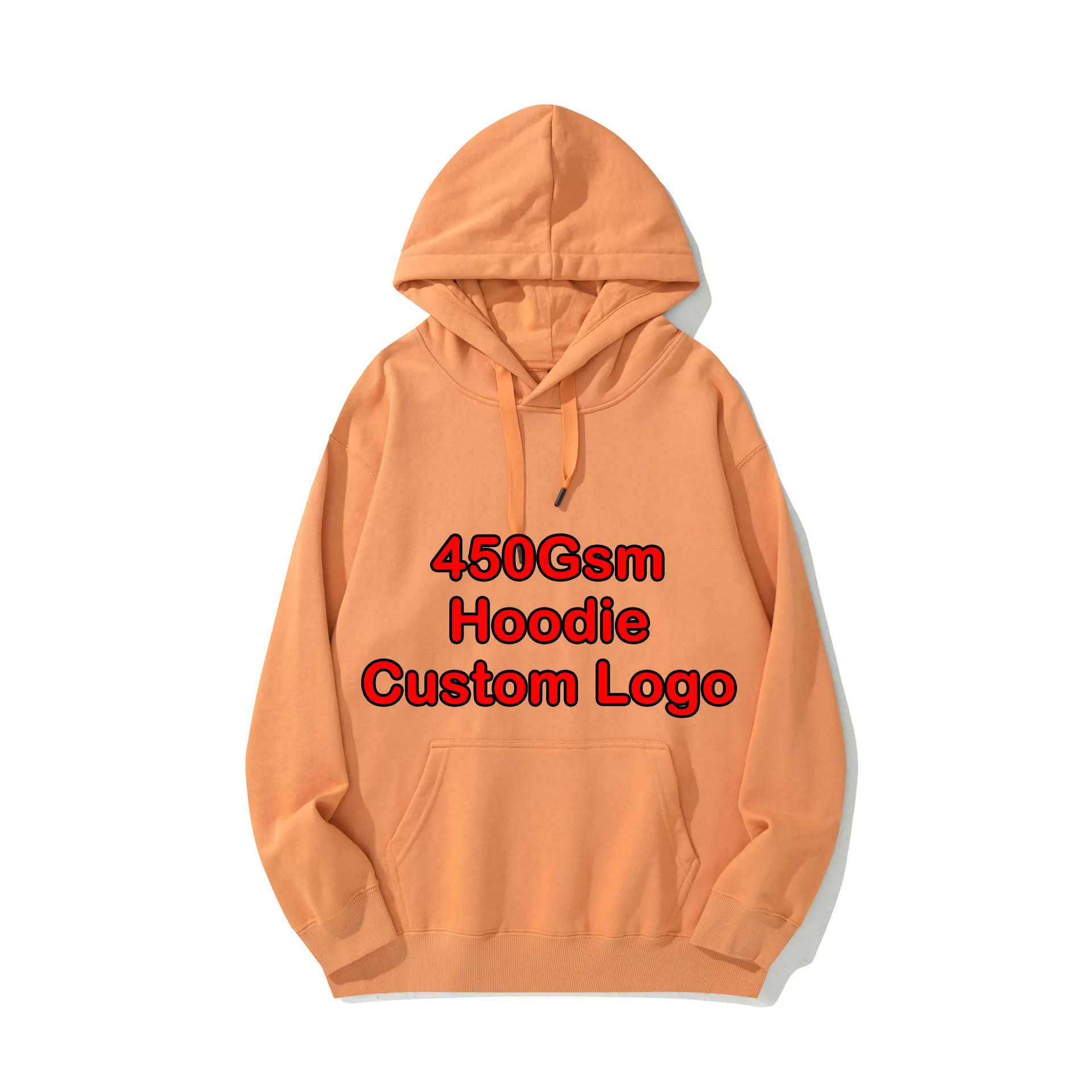 Kualitas tinggi 450 Gsm katun kosong kelas berat kebesaran tanpa nama Hoodies polos grosir