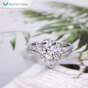 เครื่องประดับสั่งทำ Tianyu Au585 750 ทองแท้ 10K แหวนแต่งงานเพชรโมอิสซาไนต์ 1.7 กะรัต VVS D สำหรับคู่รัก - Product Image 1