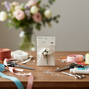 Ilan Flores Fiori di Carta Bianchi 78mm 6 Pezzi per Artigianato e Decorazione - Product Image 3