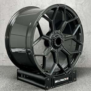 Rueda Forjada Bku 5X120 para <span class=keywords><strong>Lamborghini</strong></span> Aventador LP700 <span class=keywords><strong>SVJ</strong></span> Huracán <span class=keywords><strong>Murciélago</strong></span> Gallardo, 20 y 21 Pulgadas, Negro Brillante, Rueda de Aleación Personalizada - Product Image 2