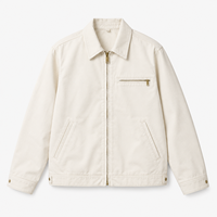 Veste de travail personnalisée pour homme, crème, zippée, col rabattu, poche poitrine, poignets boutonnés – Fabricant OEM/ODM, fournisseur en gros