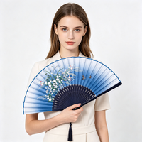 Éventails pliables pour femmes West Lake CC, 8,3 pouces, bleus, style espagnol, portables, thème papillon et fleurs, pour la danse