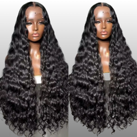 Perruques de luxe sur mesure à densité 300%, ondulées, sans colle, en dentelle transparente, cheveux humains vierges, super double drawn