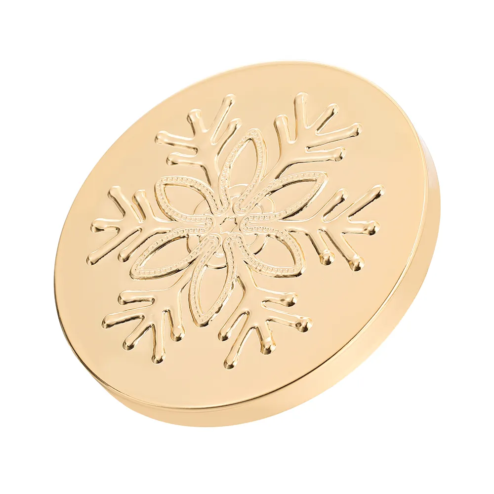 luxury gold candle lid with snowflake pattern candle metal lid for glass candle jar