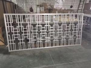 Contemporary Aluminum Room Divider Curtain Wall Panel with Floral Carved Design for Dining Space 70in Width Powder Coated - Product Image 6