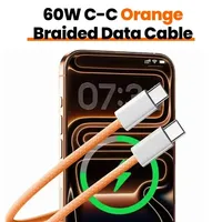 Câble de charge rapide USB-C vers Type-C 60W avec transfert de données et gaine en nylon pour téléphones mobiles (iPhone 17 Pro Max Air 15/16 Android)