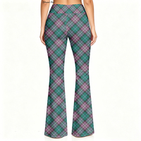 Pantalon de yoga évasé taille haute pour femme, motif écossais rétro, legging coupe cloche, effet ventre plat, tenue de sport