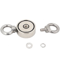 135KG 300Lbs N35 D60 Mm Neodymium Penyelamat Putaran Super Kuat Magnet Memancing Sisi Ganda dengan Baut Mata