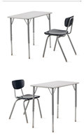 Ensemble bureau et chaise d'école à hauteur réglable avec design ergonomique et structure en acier pour usage scolaire