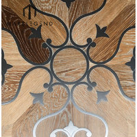 Plancher en bois de bonne conception, incrustation en bois, motifs en acier inoxydable à vendre