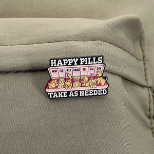 Broche en émail stimulant l'humeur, style émotionnel mignon, à prendre selon besoin, citation sur la joie, médicament, badge de revers, vente en gros - Product Image 3