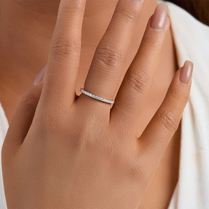 No Tariffs 925 Sterling <strong>Silver</strong> Moissanite Pave <strong>Eternity</strong> <strong>Ring</strong> GRA Certified VVS Moissanite Wedding <strong>Rings</strong> for Women Men - Product Image 6