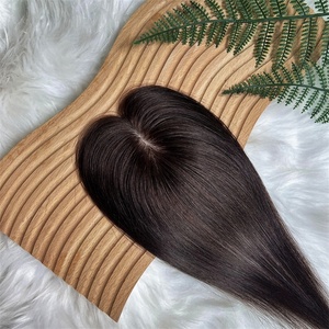 Venta al por mayor nuevo <span class=keywords><strong>25</strong></span> pulgadas negro marrón Color Natural 5x8 Base de seda Topper pelucas de cabello humano mujeres cabello humano Topper - Product Image 4