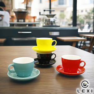Set di <span class=keywords><strong>Tazza</strong></span> e Piattino in Ceramica Colorata Stile Nordico, <span class=keywords><strong>Tazza</strong></span> <span class=keywords><strong>da</strong></span> Tè in Porcellana con Smalto Vivace per Casa e Caffetteria - Product Image 2