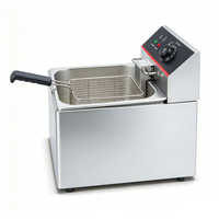 Friteuse électrique professionnelle de comptoir, 1 cuve, 1 panier, 6L, en acier inoxydable, avec contrôle de température, pour restaurant et restauration rapide
