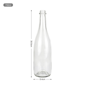 Botella de Vino Borgoña Transparente de 750 ml, Botella Redonda de Vidrio para Ron, Whisky, Tequila, Licor, Champán, Botellas de Almacenamiento con Corcho - Product Image 4