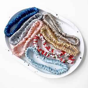 Hot Selling <strong>Small</strong> Hair <strong>Scrunchies</strong> 1cm100 Mulberry Hair Band <strong>Scrunchies</strong> Without Pulling Hair <strong>Silk</strong> Satin Band Ponytail Accessories - Product Image 3