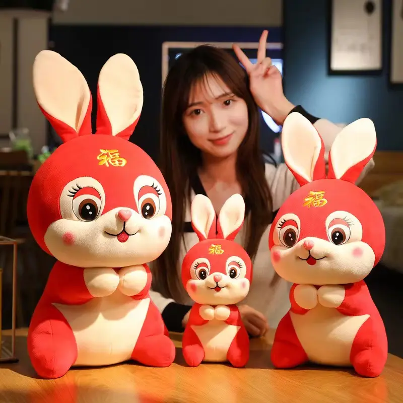 Wholesale 2023 rabbit year mascot rabbit toys Cotton Stuffed Animals Kawaii Cute Dolls Girls Boys Gift Bunny Plush Rabbit Toy