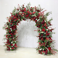 GNW Neue Produkte Romantischer roter Hochzeits hintergrund Feste und nicht leicht abzufallen Künstliche Dekoration Hochzeits blumen wand