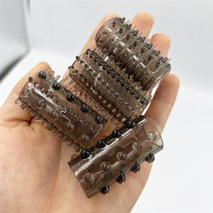 Venta caliente de plástico cristal condón pene manga 6 piezas dedo <span class=keywords><strong>condones</strong></span> Anillo para el pene conjunto - Product Image 6