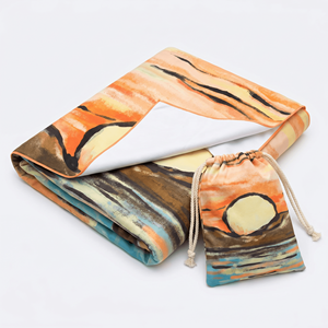 <span class=keywords><strong>Serviette</strong></span> de plage en microfibre suédée, impression double face, logo personnalisé, anti-sable, séchage rapide, portable, multi-usage, avec pochette à cordon, pour yoga et piscine - Product Image 5