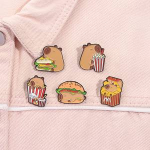 Karikatür sevimli Capybara aperatif serisi broşlar eğlenceli Schoolbag kalem kutusu rozetleri kolye süslemeleri pimleri ve aksesuarları - Product Image 5